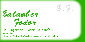 balamber fodor business card